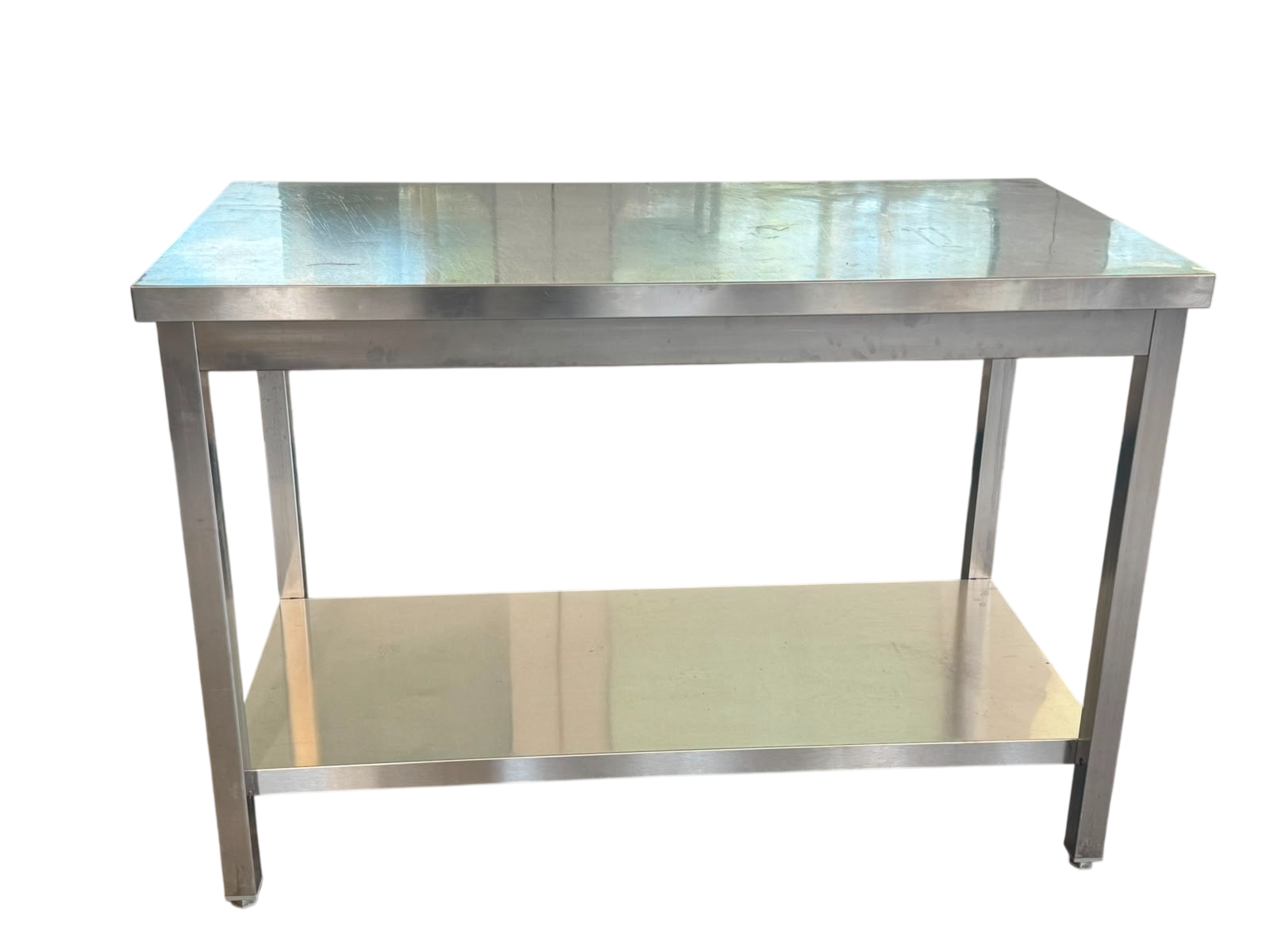 Tavolo usato in acciaio inox con sottopiano – 120x60x85 cm