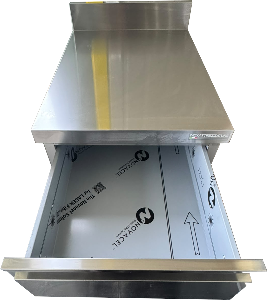 Cassettiera in acciaio inox 50x70x85 con alzatina 3 cassetti - 2ª scelta - immagine 4