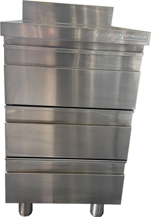 Cassettiera in acciaio inox 50x70x85 con alzatina 3 cassetti - 2ª scelta